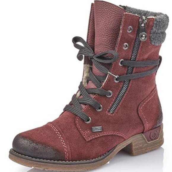 Rieker Shoes - Rieker waterproof insulated combat boots - burgundy - new in box - size 38